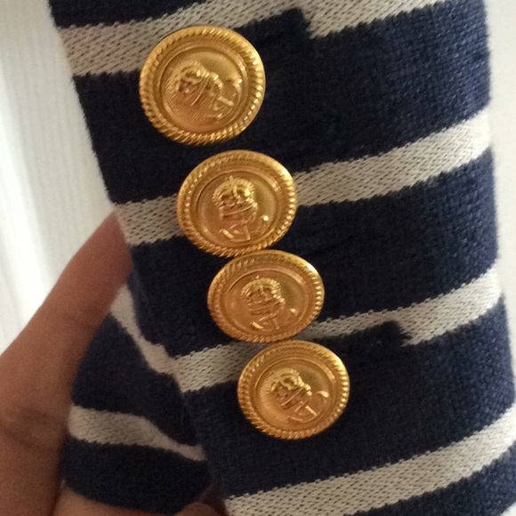 J. Crew Navy & White Striped Blazer, Size 10. - Picture 6 of 8